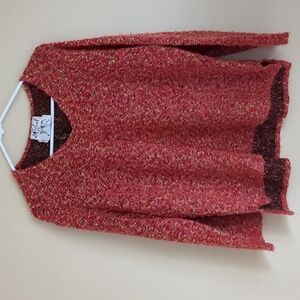 Large Michael Simon New York Multicolor Bright Colorful Sweater Orange Red